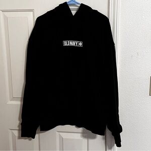 Men’s Old Navy Black Pullover Hoodie With Bear On Back Cozy Lining Xl